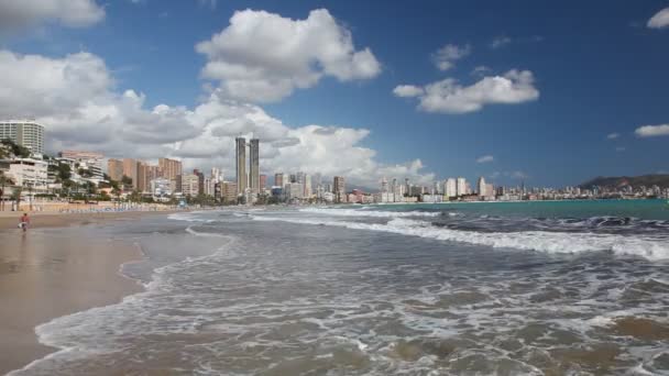 Strand in Benidorm, Spanien — Stockvideo