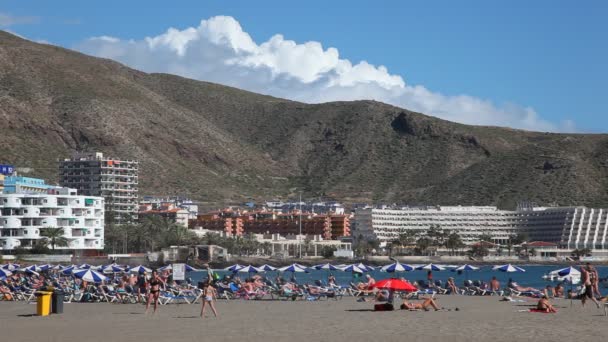 Stranden i los cristianos, Teneriffa-Spanien — Stockvideo