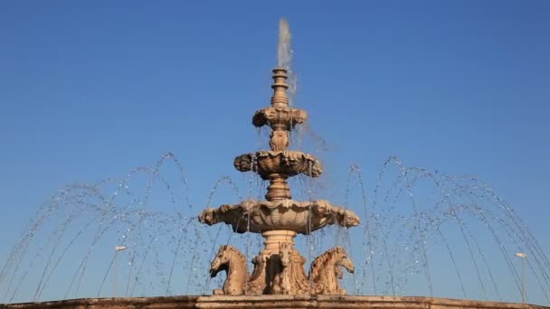 Horses statue fountain — Stock Video