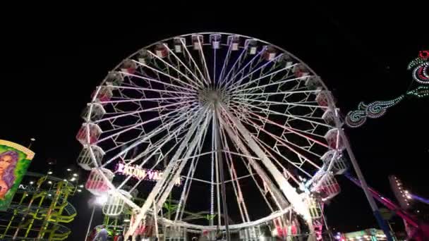 Ferris wheel in an amusement park — Stock Video