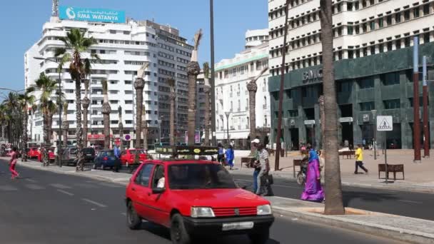 城市街道在摩洛哥卡萨布兰卡 — 图库视频影像