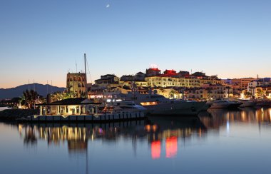 Puerto Banus at dusk, the marina of Marbella, Costa del Sol, Andalusia, Spain clipart