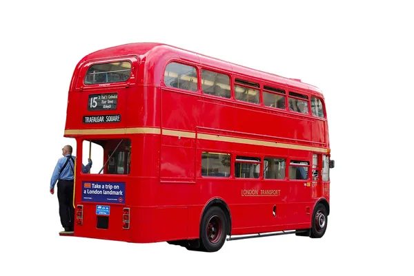 Ônibus de dois andares de Londres isolado em fundo branco — Fotografia de Stock