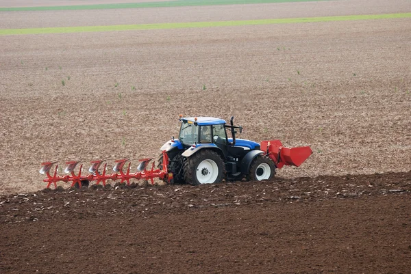 Traktor pflügt das Feld — Stockfoto