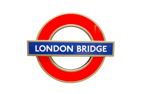 Stazione della metropolitana London Bridge Segno isolato sul bianco — Foto Stock