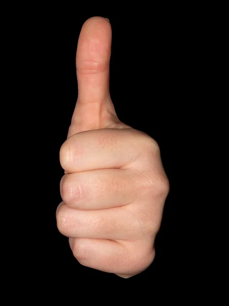 Thumbs up isolated on black — Stock Photo, Image