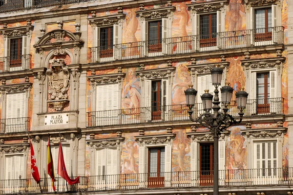 Bina cephe plaza mayor Madrid, İspanya — Stok fotoğraf