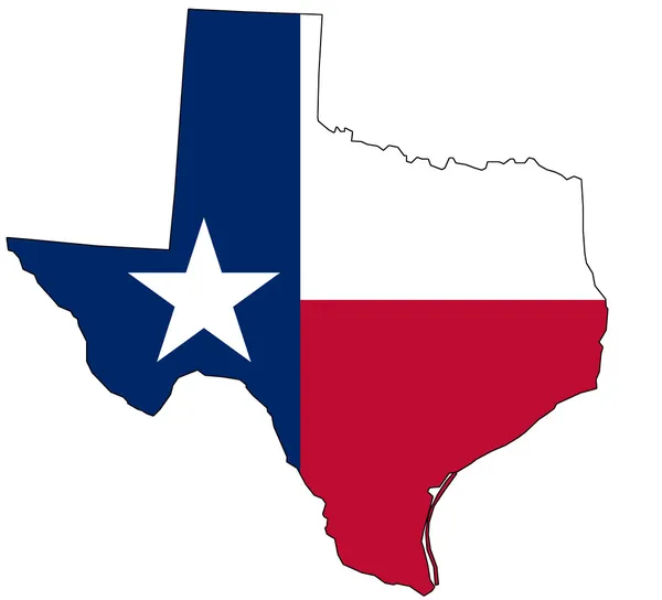 Mapa w Teksasie w barwach narodowych — Zdjęcie stockowe