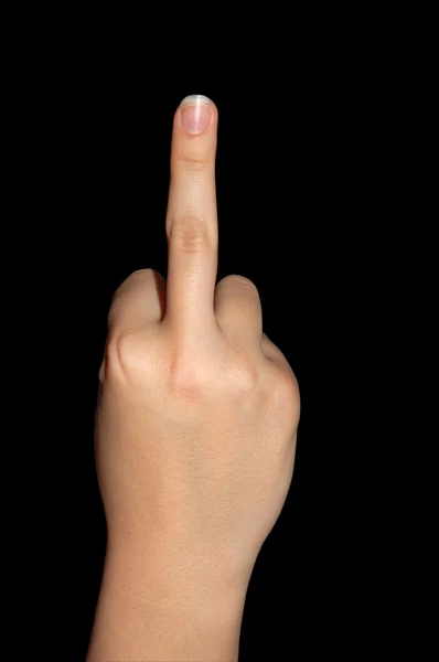 Middelste vinger weergegeven als taboe teken — Stockfoto