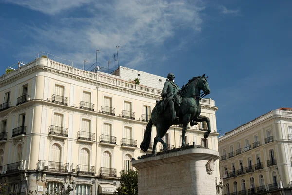 Άγαλμα του βασιλιά carlos iii της Μαδρίτης, Ισπανία — Φωτογραφία Αρχείου