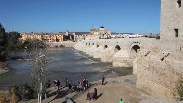 Most rzymski w Kordobie, Hiszpania — Wideo stockowe