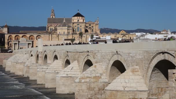 Römische Brücke in Cordoba, Andalusien Spanien — Stockvideo