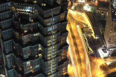 Jin Mao tower in Shanghai at night, China clipart