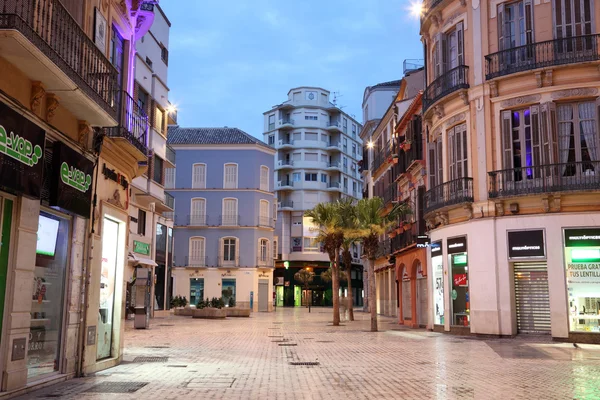 Square in Malaga at dusk. Andalusia, Spain — Stock Photo, Image