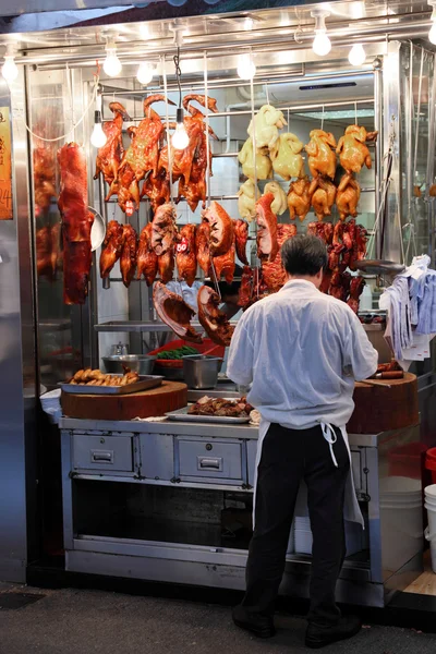 Pečené kachny v pouliční restauraci v hong Kongu — Stock fotografie