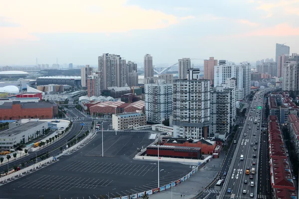 Vanuit de lucht gezien shanghai, china — Stockfoto