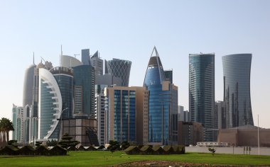 Skyscrapers downtown in Doha, Qatar, Middle East clipart