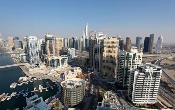 Dubai Marina vista de alto ângulo. Emirados Árabes Unidos — Fotografia de Stock