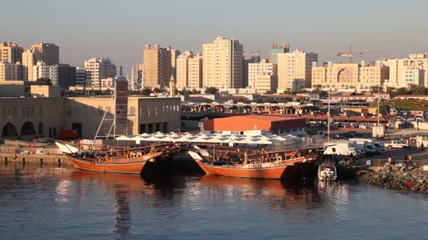 Dhows em Sharjah, Emirados Árabes Unidos — Vídeo de Stock