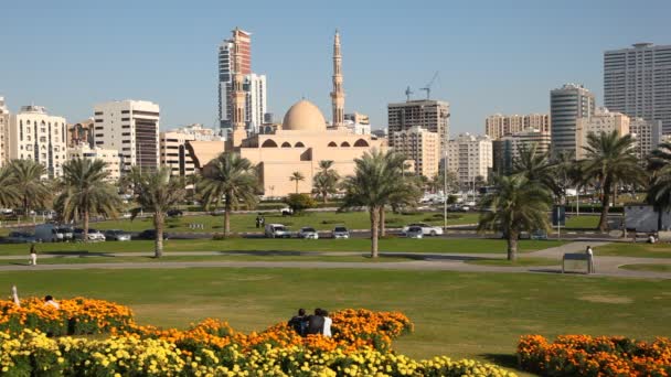 Plaza Al Etihad en la ciudad de Sharjah — Vídeos de Stock