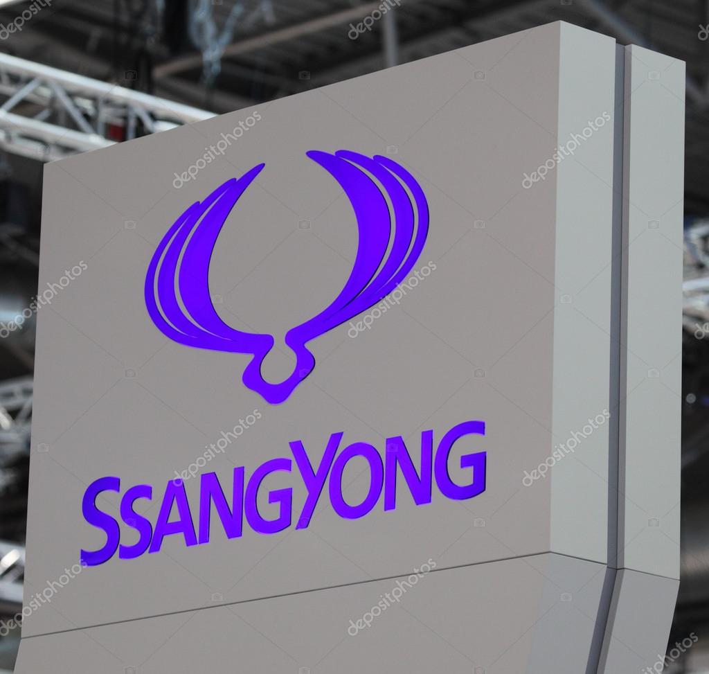 SsangYong Logo at the AMI - Auto Mobile International Trade Fair on June 1st, 2014 in Leipzig, Germany