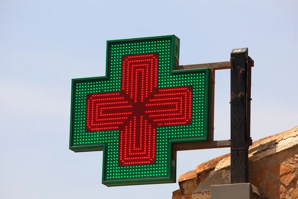 Illuminated pharmacy sign — Stock Photo, Image