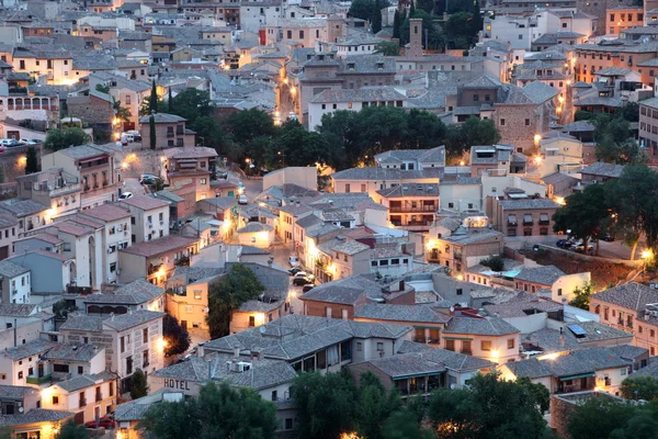 Staré město toledo v noci. Castilla-la mancha, Španělsko — Stock fotografie