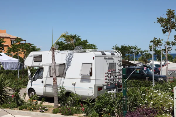 Mobile home on a camping site in southern Spain — Stock Photo, Image