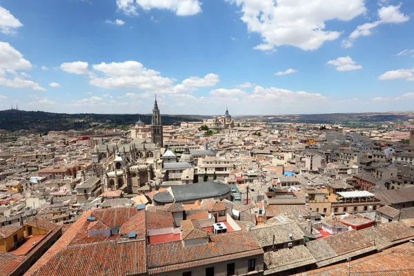 Pohled přes staré město Toledo, Castilla La Mancha, Španělsko — Stock fotografie