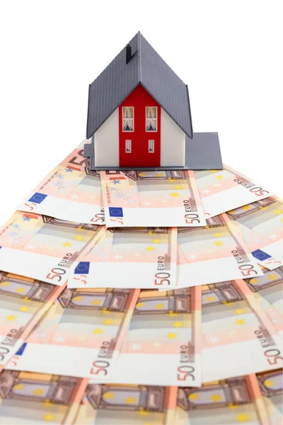House and euro banknotes isoalted on white background — Stock Photo, Image