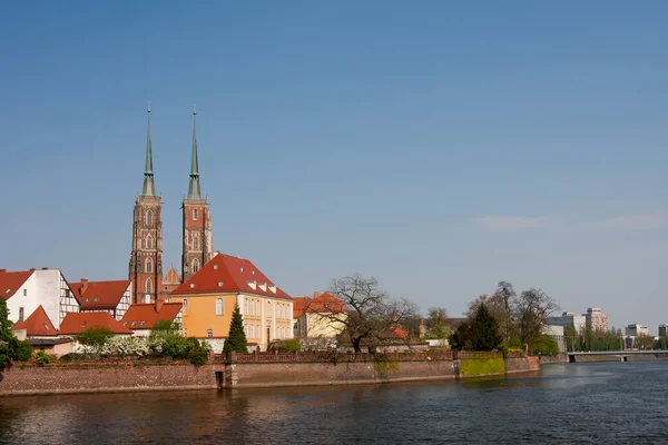 Vista Para Ostrow Tumski Wroclaw Polônia — Fotografia de Stock