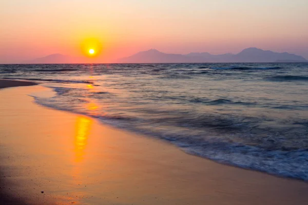 Закат Пляже Кос Греция Движение — стоковое фото