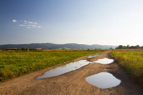 Straße Durch Die Felder Polen — Stockfoto