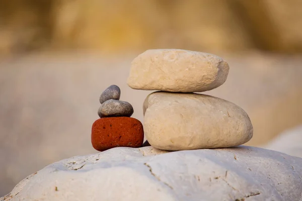 Closeup of beach stones on a pile
