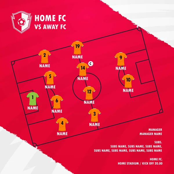 Fotbal Fotbalové Utkání Lineups Formace Infografické Šablony Sada Umístění Fotbalisty — Stockový vektor