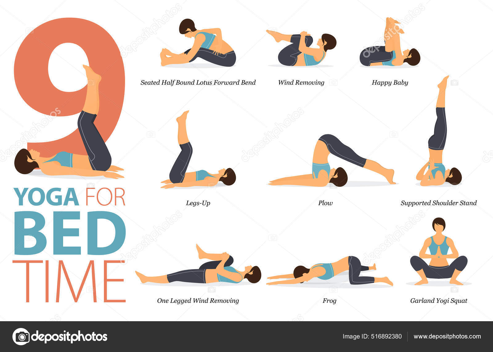 Infographic Yoga Poses Workout Home Concept Yoga Flexibility