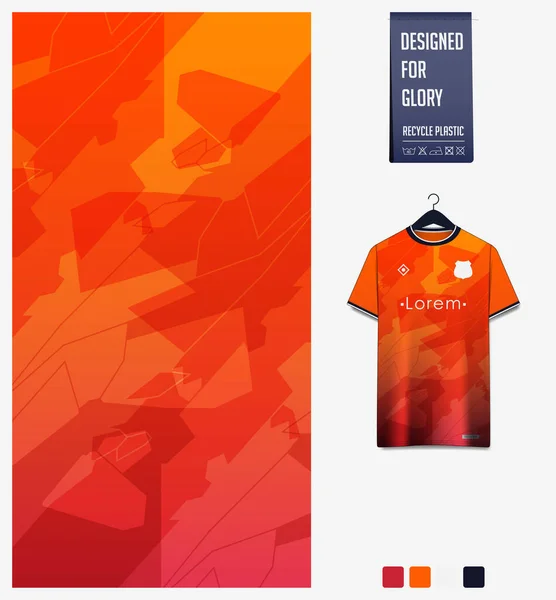 Wzór Koszulki Piłkarskiej Abstrakcyjny Wzór Pomarańczowym Tle Zestaw Piłki Nożnej — Wektor stockowy