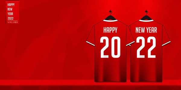 Happy New Year 2022 Banner Soccer Jersey Football Kit Soccer — Stock Vector