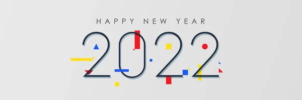 Καλή Χρονιά 2022 Πανό Αριθμούς 2022 Και Διακόσμηση Γεωμετρικά Σχήματα — Διανυσματικό Αρχείο