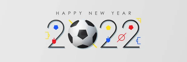 Καλή Χρονιά 2022 Πανό Αριθμούς 2022 Και Διακόσμηση Μπάλα Ποδοσφαίρου — Διανυσματικό Αρχείο