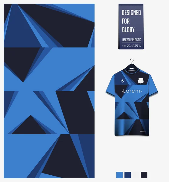 Modèle Maillot Football Design Modèle Géométrique Sur Fond Bleu Pour — Image vectorielle