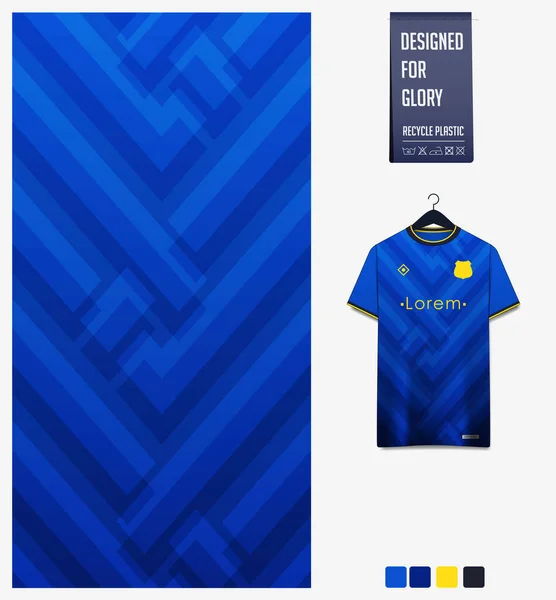 Diseño Patrón Camiseta Fútbol Patrón Geométrico Sobre Fondo Azul Para — Vector de stock