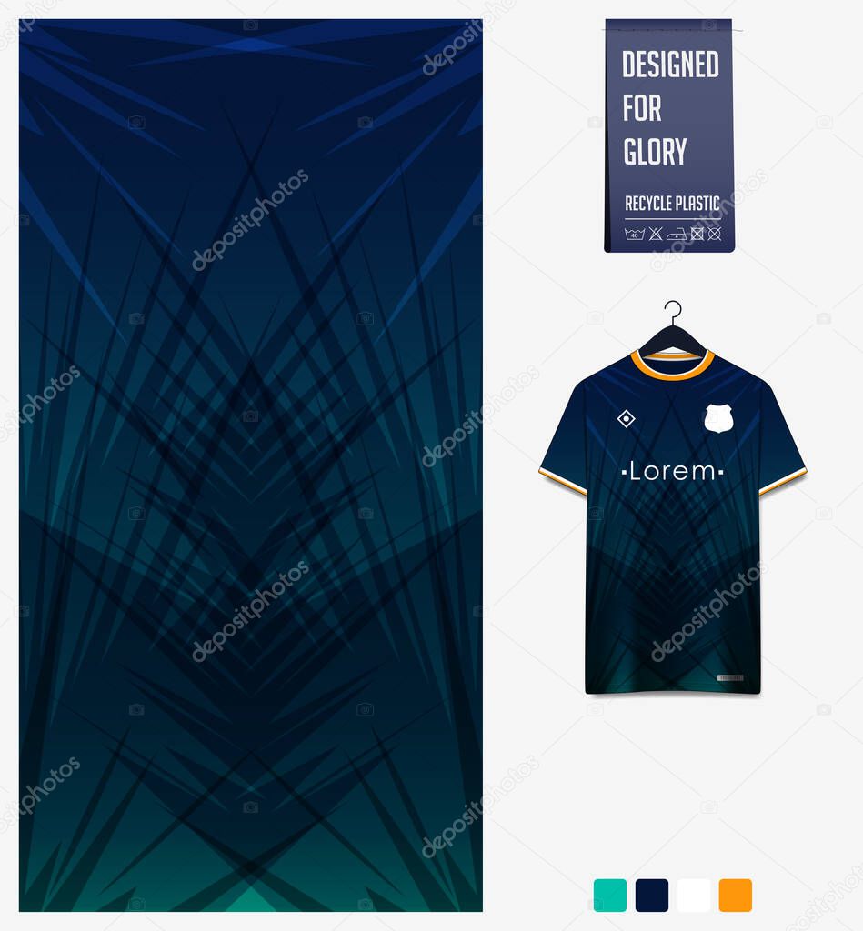 Soccer jersey pattern design. Abstract pattern on green background for soccer kit, football kit, bicycle, e-sport, basketball, t-shirt mockup template. Fabric pattern. Abstract background. Vector Illustration.