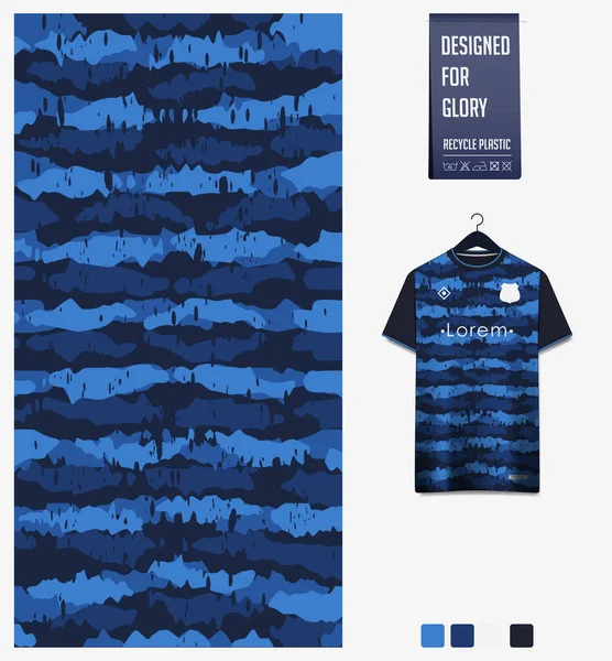 Design Del Modello Maglia Calcio Graffio Modello Striscia Sfondo Blu — Vettoriale Stock