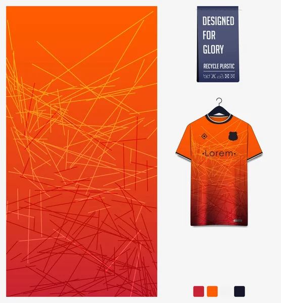 Soccer Jersey Pattern Design Random Straight Line Pattern Orange Background — Stock Vector