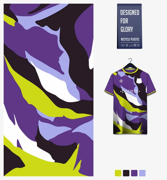 Soccer Jersey Pattern Design Fluid Stains Pattern Violet Background Soccer — Vettoriale Stock