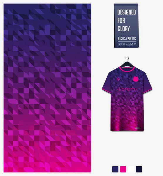 Soccer Jersey Pattern Design Square Pattern Violet Background Soccer Kit — Archivo Imágenes Vectoriales