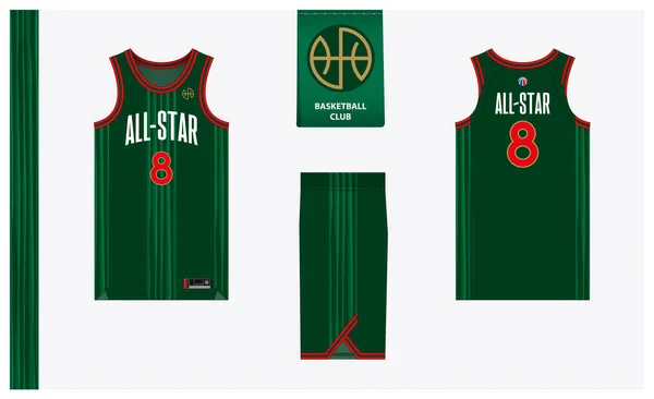 Design Modelo Mockup Uniforme Basquete Para Clube Basquete Camisola Basquetebol — Vetor de Stock