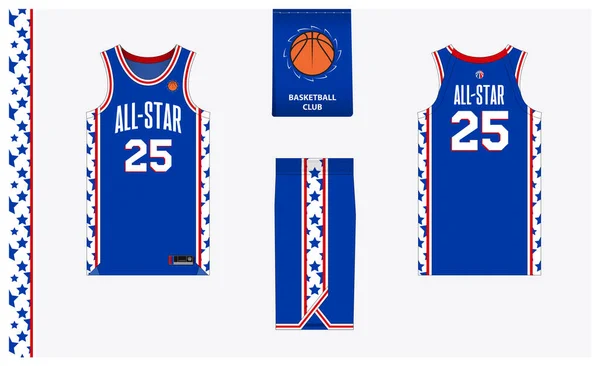 Desain Template Mockup Seragam Basket Untuk Klub Basket Baju Basket - Stok Vektor