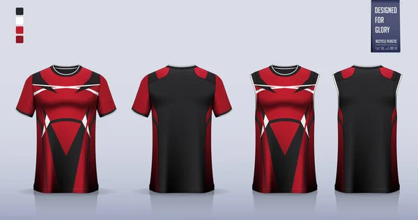 Red Shirt Mockup Sport Shirt Template Design Soccer Jersey Football — Archivo Imágenes Vectoriales